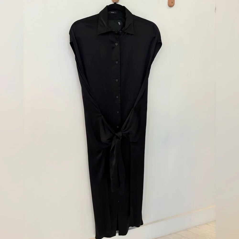 R13 silk satin black shirtdress - Picture 4 of 8